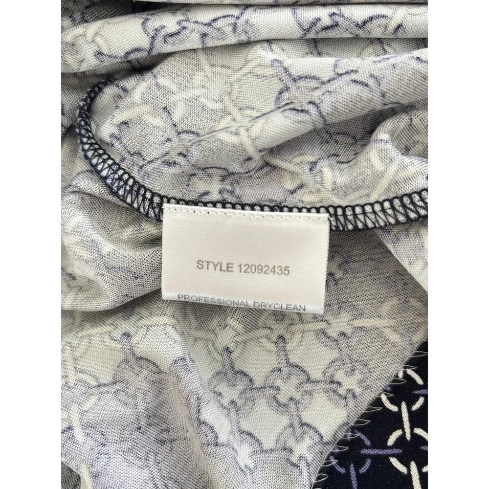 Tory Burch Silk Dress Womens M Black Purple Geometric Logo Quiet‎ Luxury